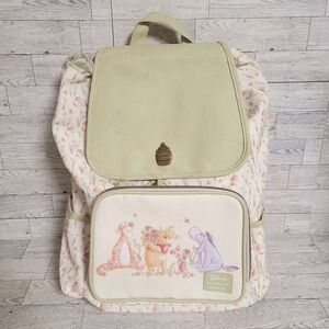 Loungefly Disney Winnie the Pooh Floral Hunny Slouch Canvas Drawstring Backpack